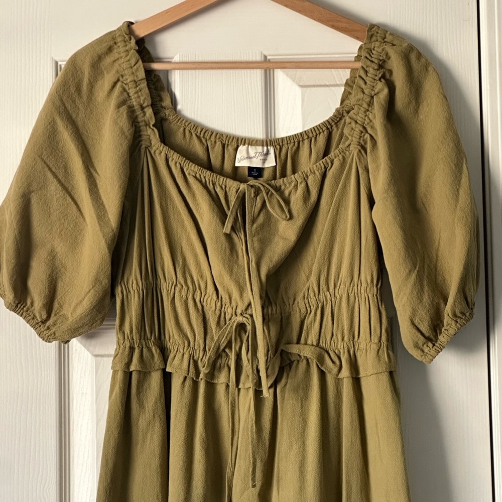 Olive Green midi milkmaid dress